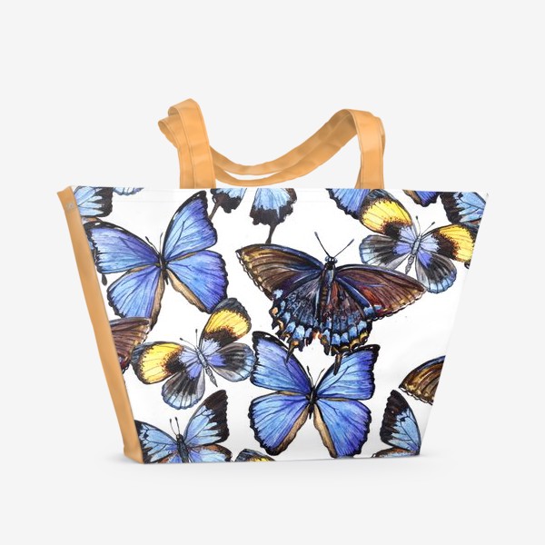 Пляжная сумка «Цветные акварельные бабочки»