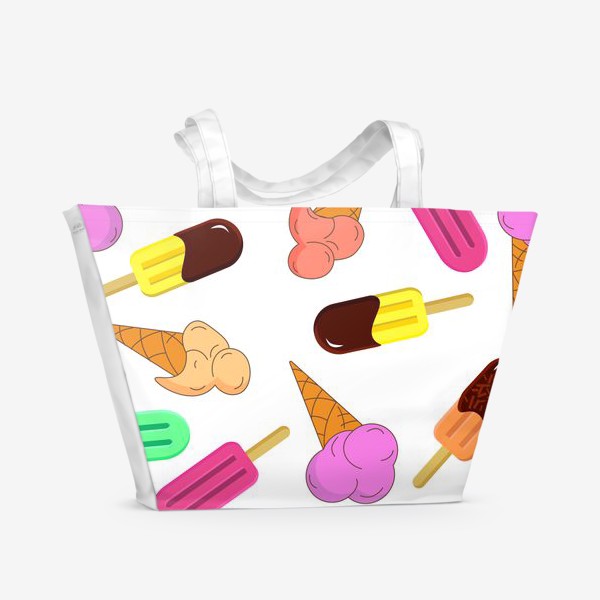Пляжная сумка «Мороженое на белом фоне»