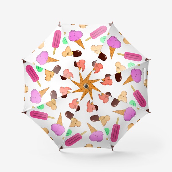 Зонт &laquo;Мороженое на белом фоне&raquo;