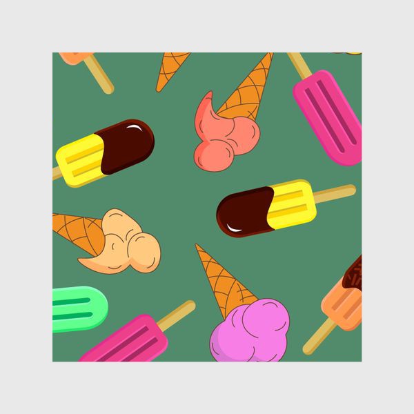Шторы «Мороженое на  зеленом фоне»
