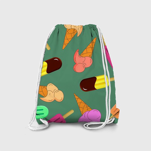 Рюкзак «Мороженое на  зеленом фоне»