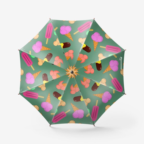 Зонт «Мороженое на  зеленом фоне»