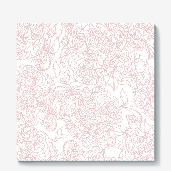 Холст «Розовый узор на белом фоне»