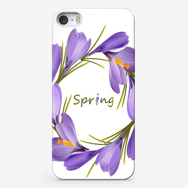 Чехол iPhone «Spring, a wreath of crocuses primroses.»