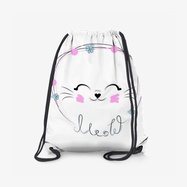 Рюкзак «Мордочка кошки и надпись Мяу, минимализм»