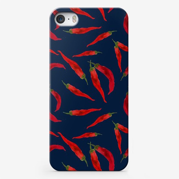 Чехол iPhone «Красные перцы на синем фоне»