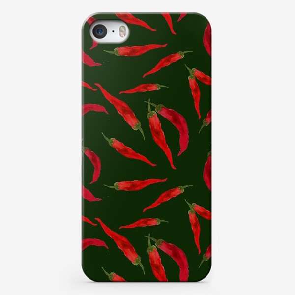 Чехол iPhone «Красные  перцы. Зеленый  фон.»