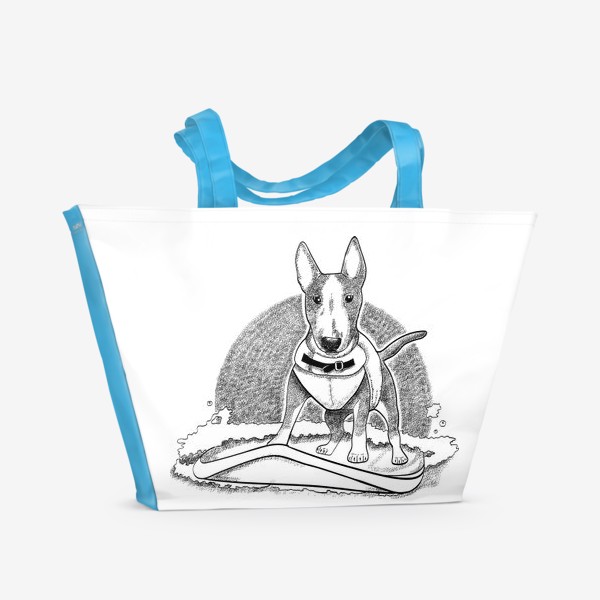 Пляжная сумка «собака и серфинг»