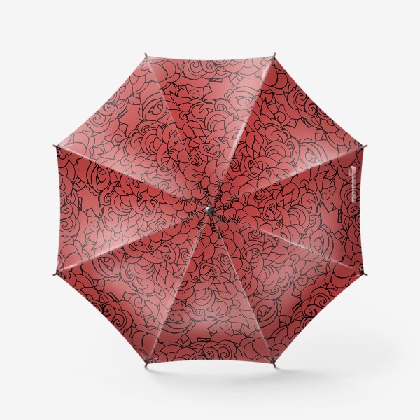 Зонт &laquo;Черный орнамент на красном фоне.&raquo;