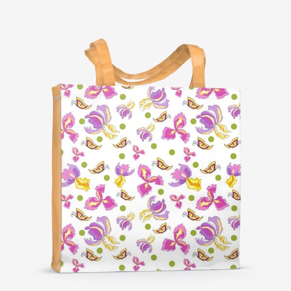 Сумка-шоппер «Seamless pattern pink purple iris, no background.»