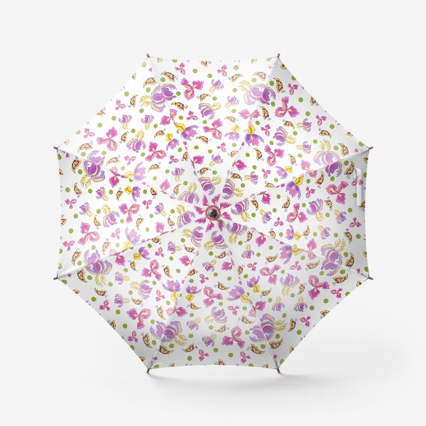 Зонт «Seamless pattern pink purple iris, no background.»