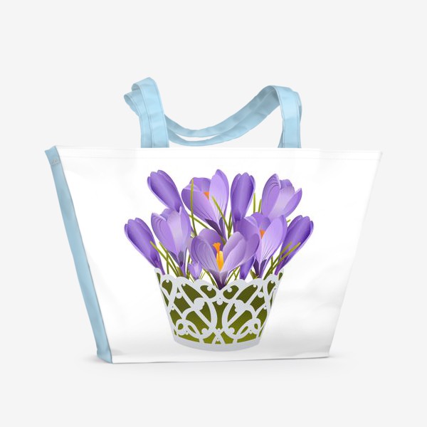 Пляжная сумка «Корзинка с весенними цветами.»