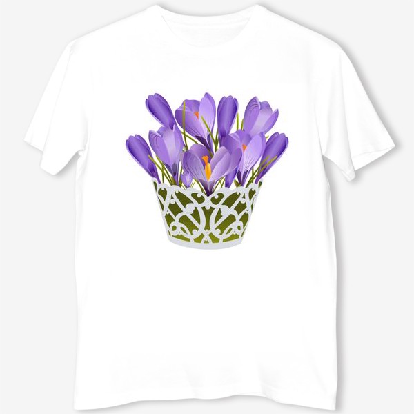 Футболка «Basket of lilac crocuses.»