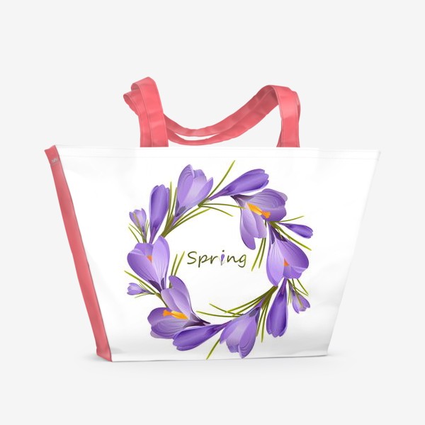 Пляжная сумка «Весна! Весенние цветы крокус. Подснежник.»