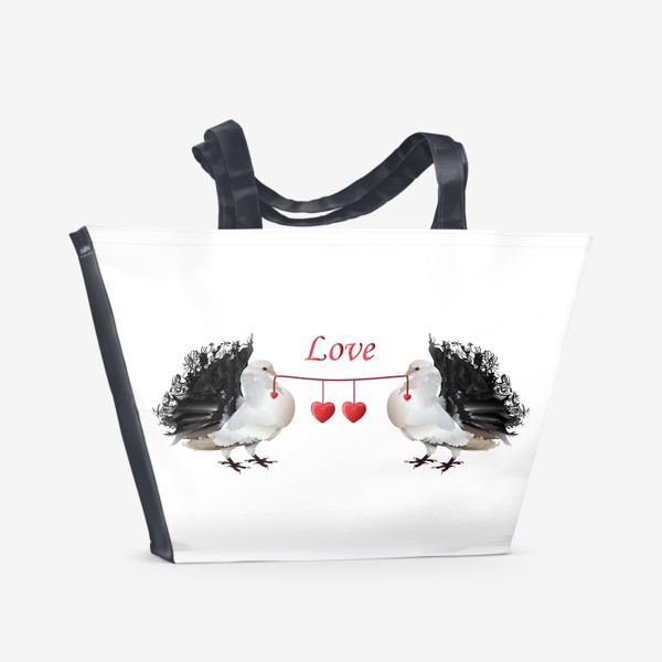 Пляжная сумка «День Валентина. Любовь, голубь, сердце.»
