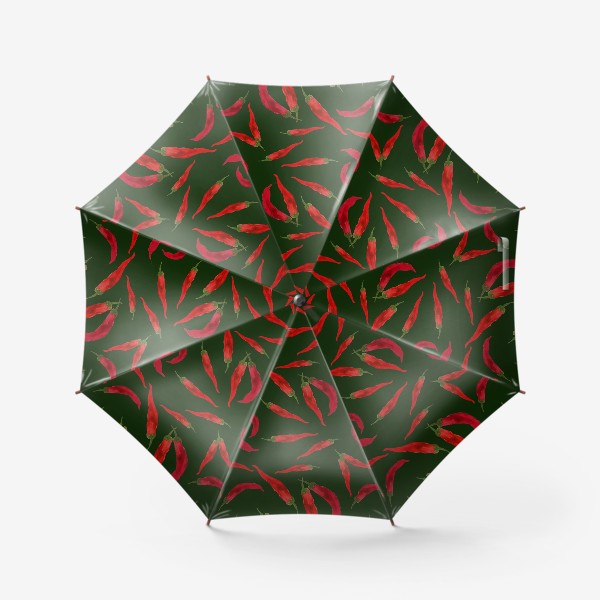 Зонт «Красные  перцы. Зеленый  фон.»