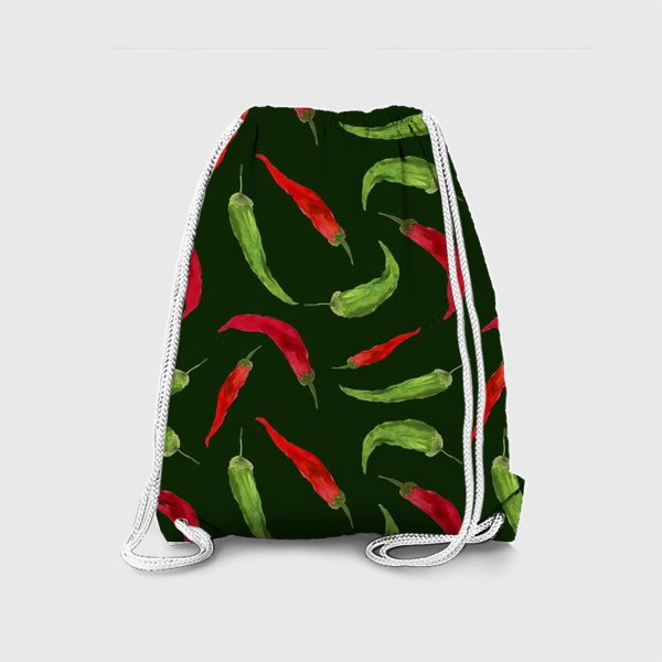 Рюкзак «Красный и зеленый перец. Зеленый  фон.»