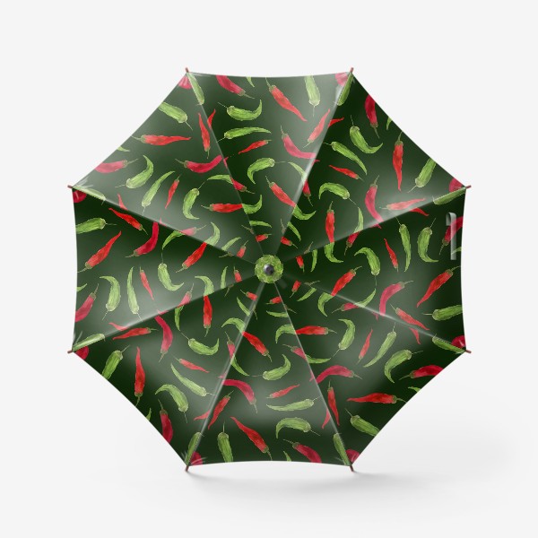 Зонт «Красный и зеленый перец. Зеленый  фон.»