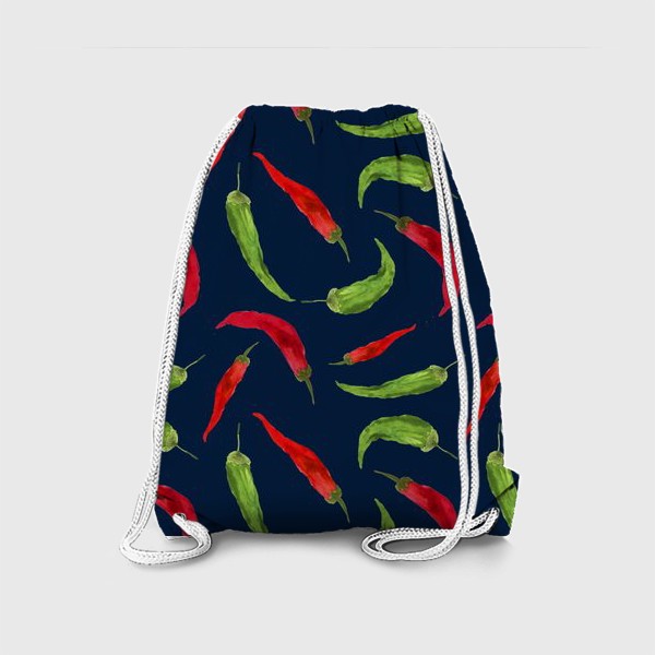 Рюкзак «Красный и зеленый перец. Синий  фон.»