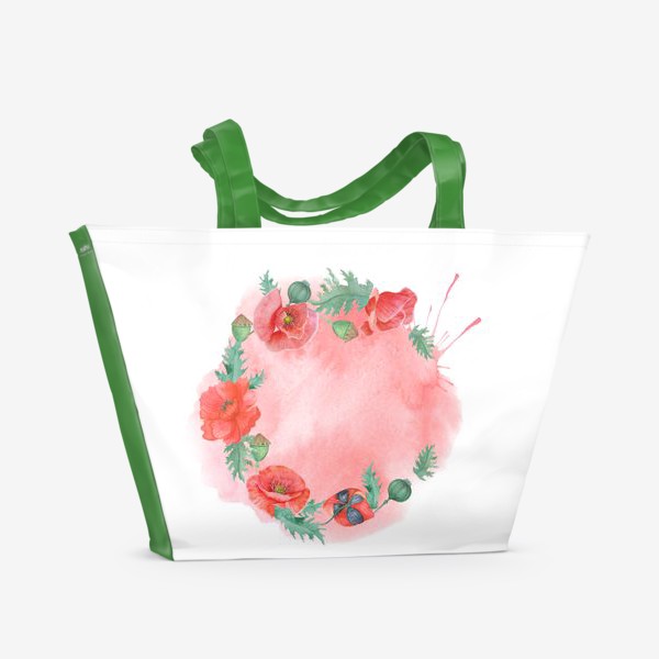 Пляжная сумка «Акварель цветы Красные маки »