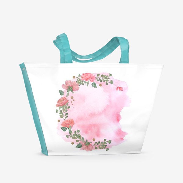 Пляжная сумка «Акварель цветочная рамка. Пион.»