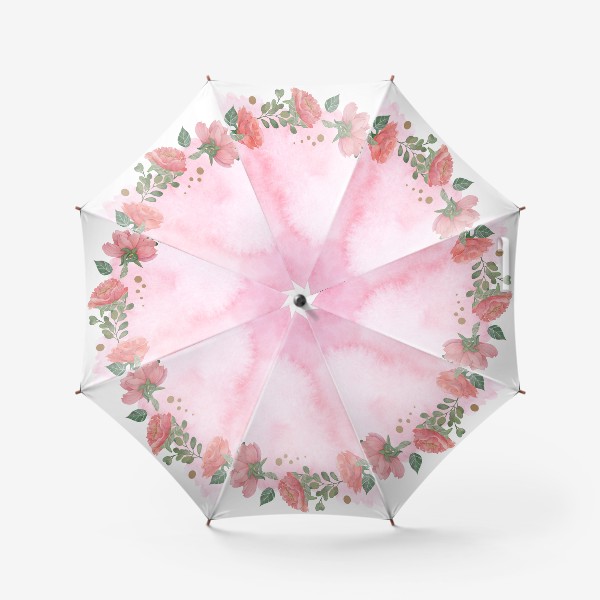 Зонт «Акварель цветочная рамка. Пион.»