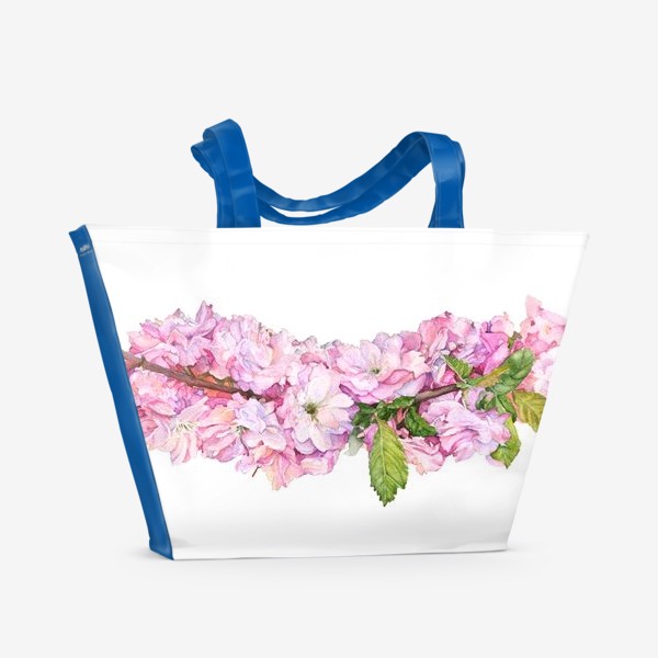 Пляжная сумка «Акварель, розовые цветы вишня, сакура, яблоня.»