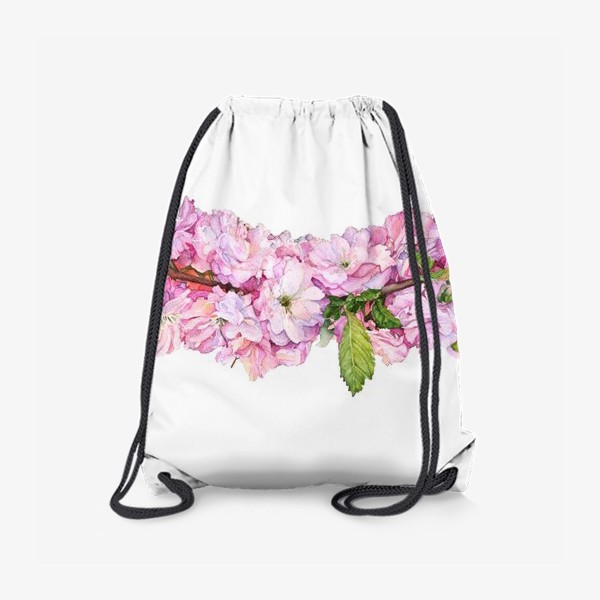 Рюкзак «Акварель, розовые цветы вишня, сакура, яблоня.»