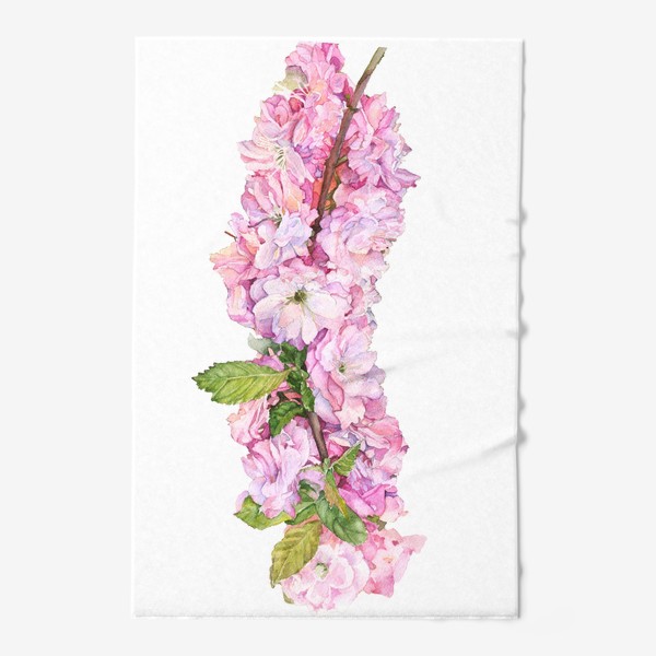 Полотенце «Акварель, розовые цветы вишня, сакура, яблоня.»