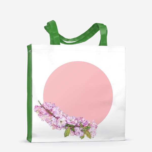 Сумка-шоппер «Акварель. Япония сакура, вишня розовые цветы и солнце»