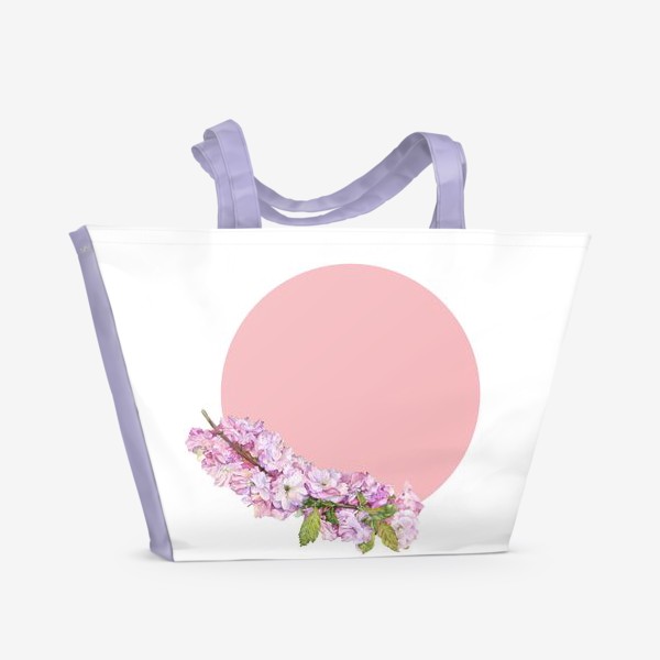 Пляжная сумка &laquo;Акварель. Япония сакура, вишня розовые цветы и солнце&raquo;