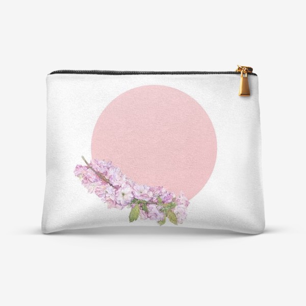 Косметичка «Акварель. Япония сакура, вишня розовые цветы и солнце»
