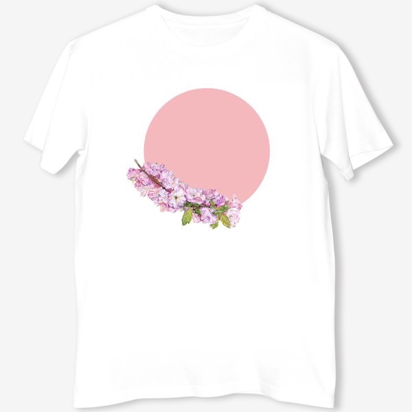 Футболка «Акварель. Япония сакура, вишня розовые цветы и солнце»
