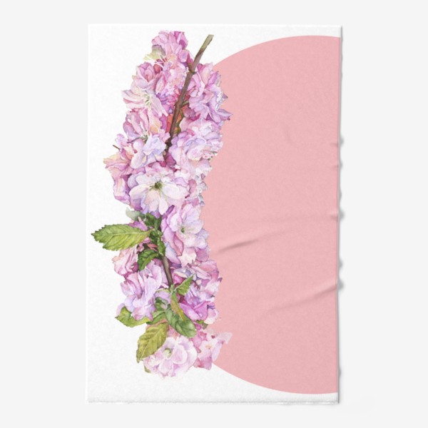 Полотенце «Акварель. Япония сакура, вишня розовые цветы и солнце»