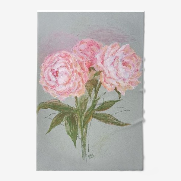 Полотенце «Розовые пионы (масляная пастель)»