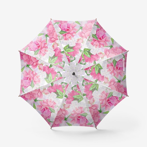 Зонт «Акварель Бесшовная текстура цветы  пионов»