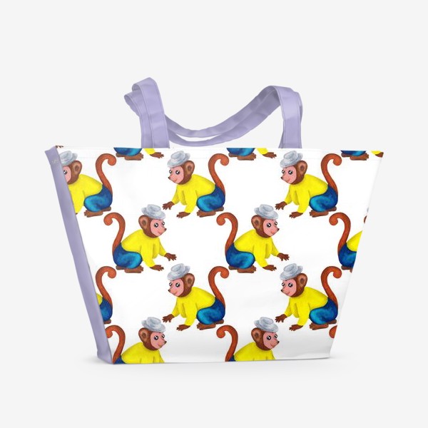 Пляжная сумка «Паттерн весёлые обезьянки»