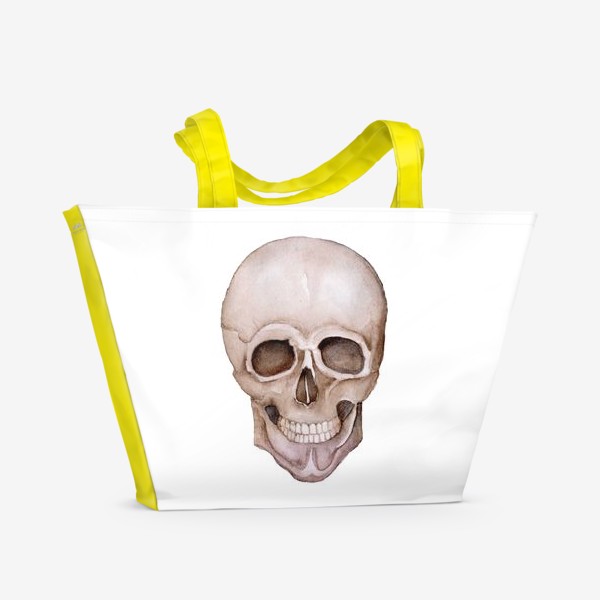 Пляжная сумка «Акварель. Человеческий череп.»