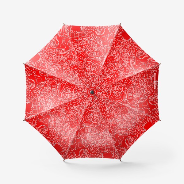 Зонт &laquo;Розовый орнамент на ярко красном фоне.&raquo;