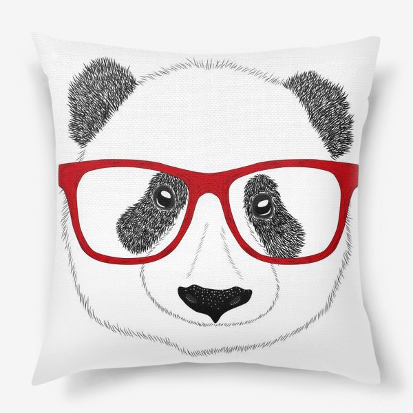 Подушка «Морда панды в красных очках, скетч, мех»