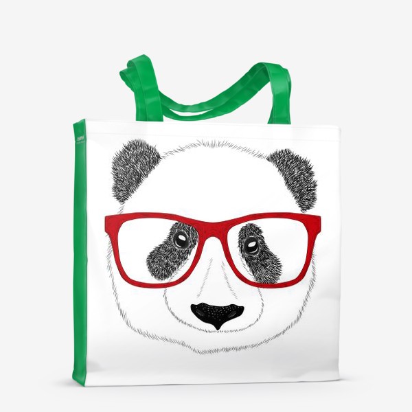 Сумка-шоппер «Морда панды в красных очках, скетч, мех»