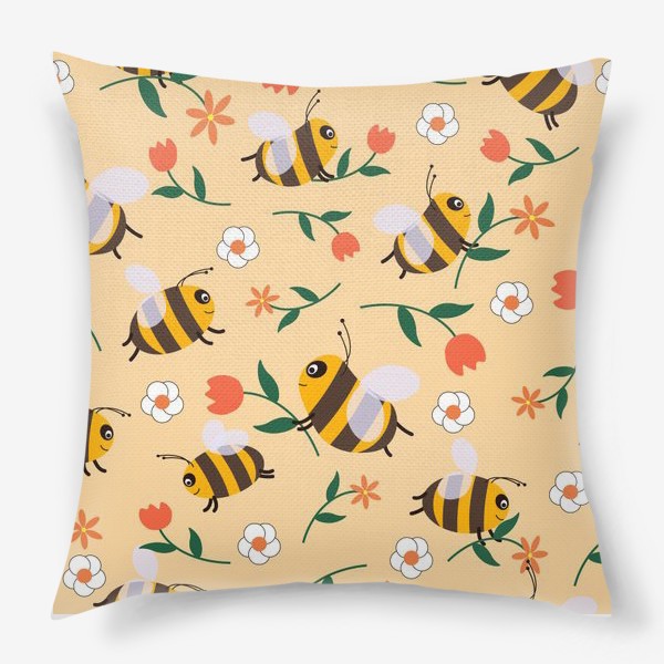 Подушка «Пчелы и цветы»