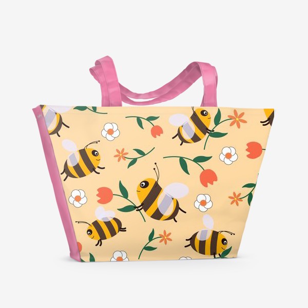 Пляжная сумка &laquo;Пчелы и цветы&raquo;