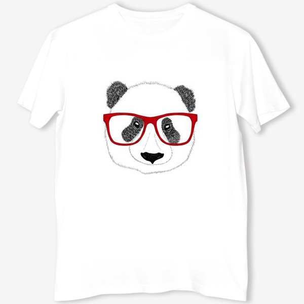 Футболка &laquo;Морда панды в красных очках, скетч, мех&raquo;