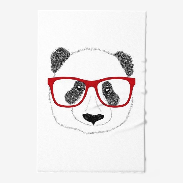 Полотенце &laquo;Морда панды в красных очках, скетч, мех&raquo;
