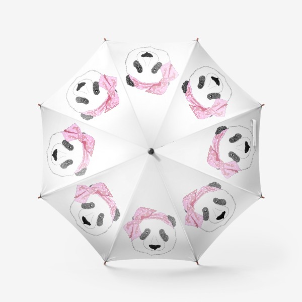 Зонт «Морда панды-девочки с бантом в стиле 60х, скетч, мех»
