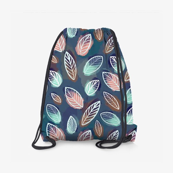 Рюкзак «Осенние листья. Паттерн с листьями на синем фоне»