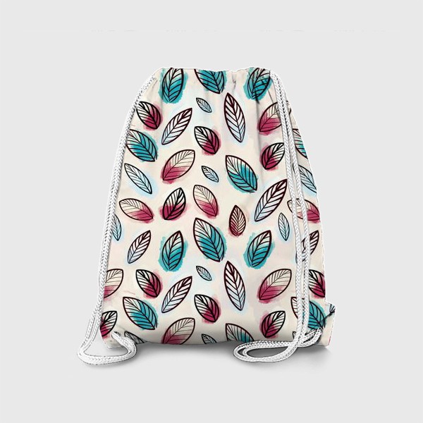 Рюкзак «Скандинавский узор из листев на нежно-бежевом фоне»