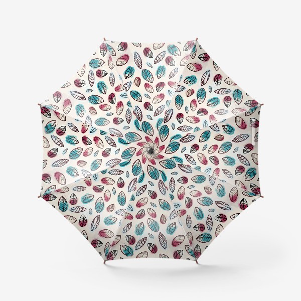 Зонт «Скандинавский узор из листев на нежно-бежевом фоне»