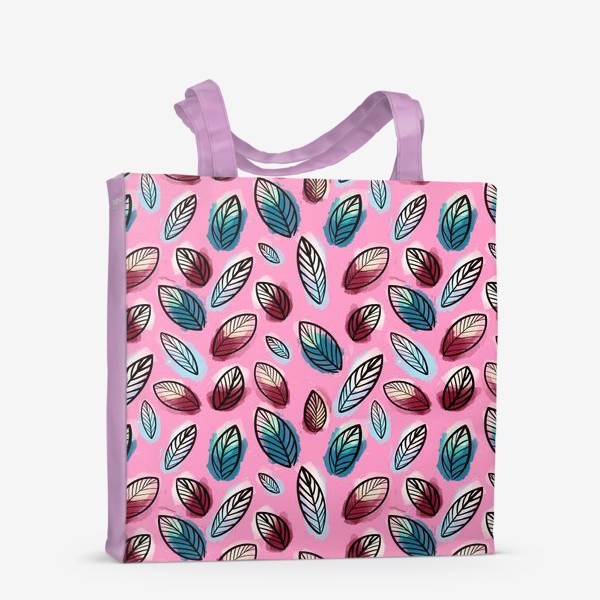 Сумка-шоппер «Нежный узор листьев на розовом фоне. Девчячий принт »